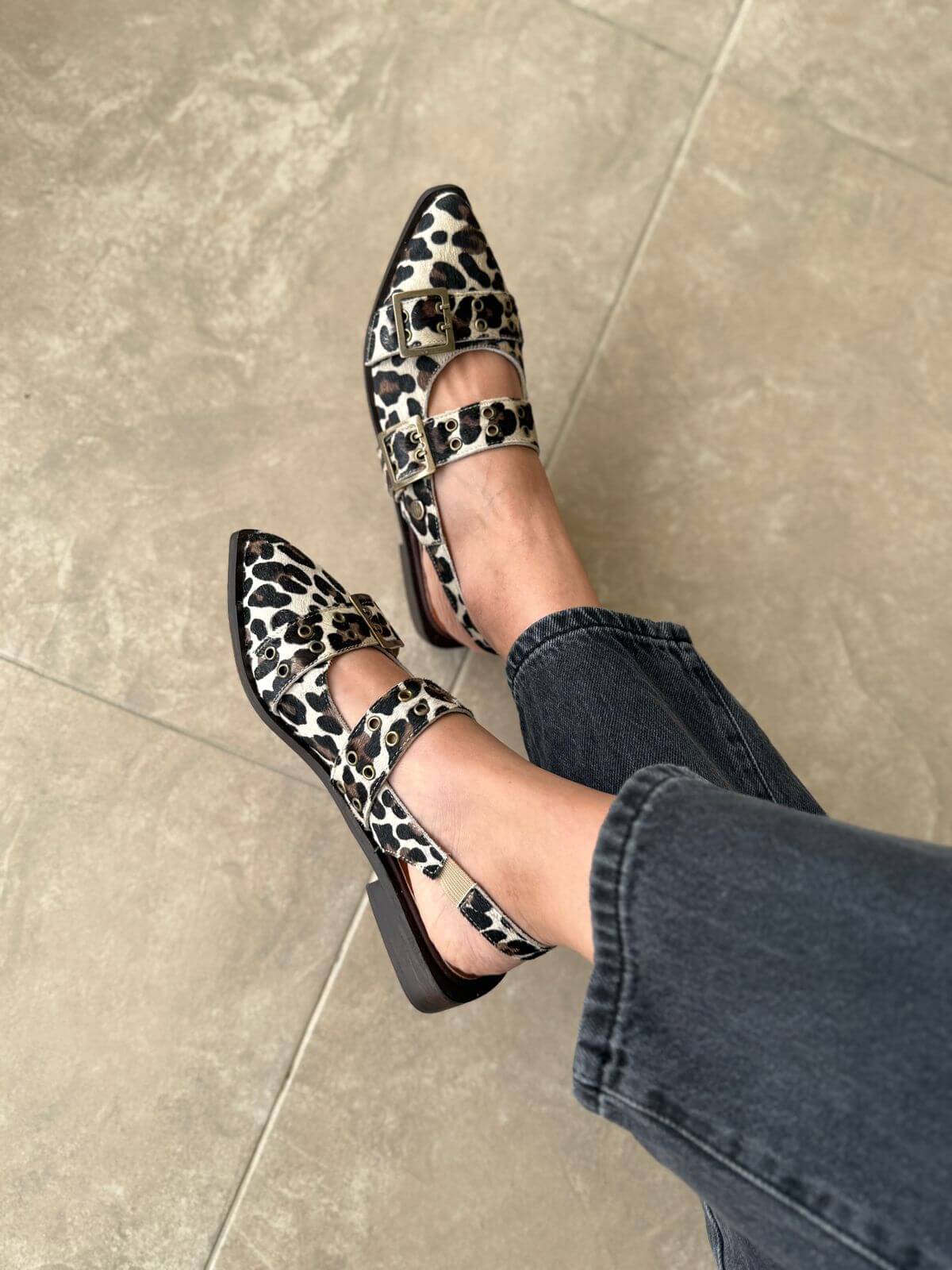 Baletas Correa Doble Jaguar Animal Print