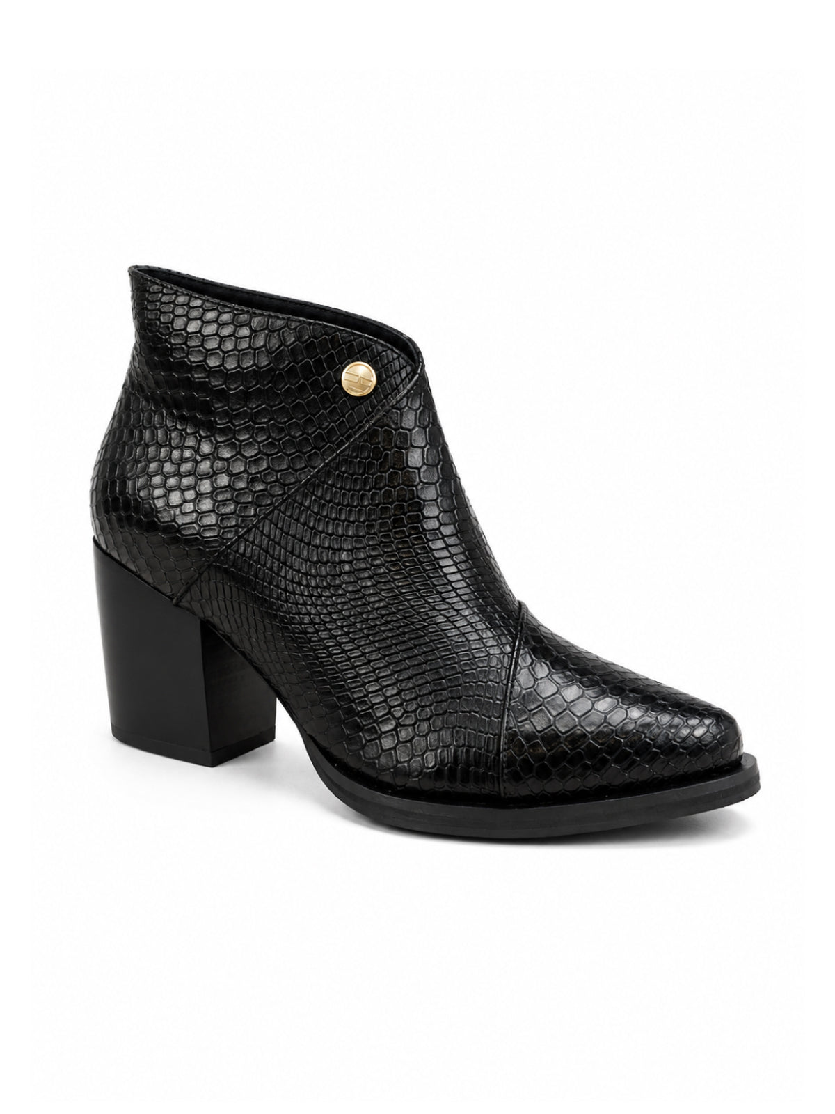 Botas urbanas para mujer en cuero negro con diseño de punta fina referencia Liberia