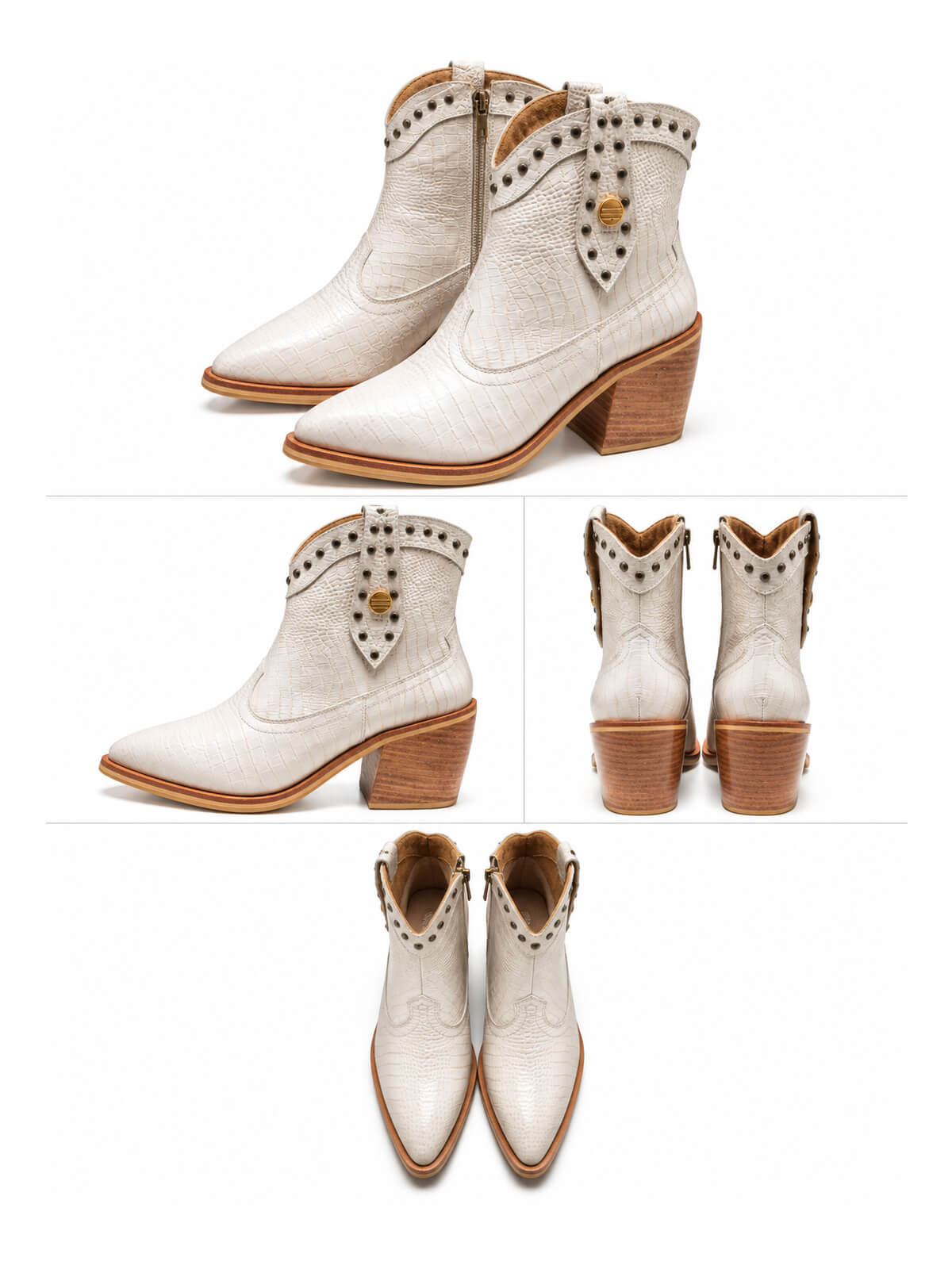 Botines 5 1/2 Caña Alta Mali color blanco para mujer, calzado de caña alta con tacón de estilo elegante y moderno.