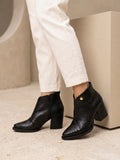 Botines de cuero negro con tacón medio para mujer modelo Liberia