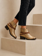 Botines de cuero Texas color dorado para mujer