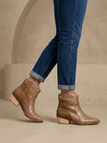 Botines Indianapolis en carnaza color miel elaborados en cuero natural para mujer