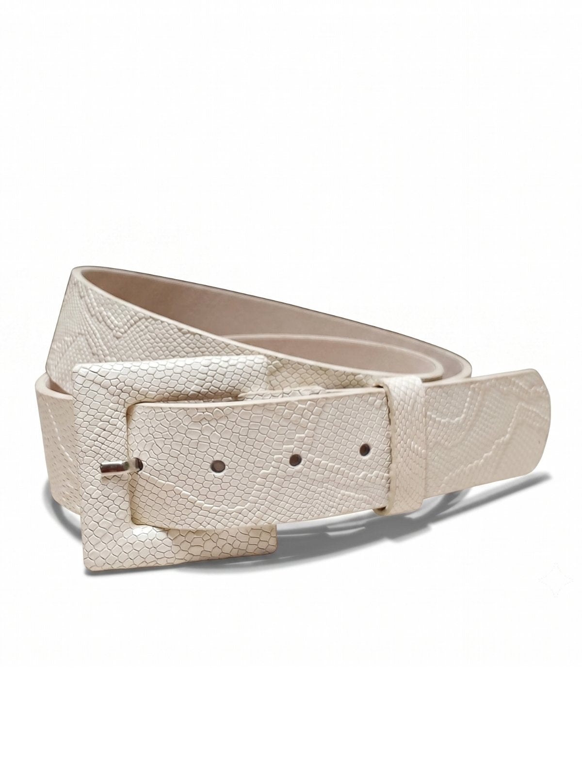 Cinturón de cuero de 4 cm para mujer color hueso modelo Amalfi