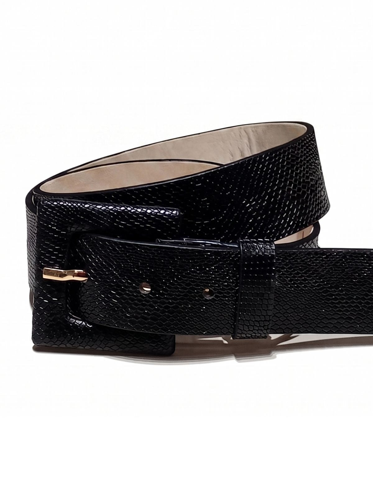Cinturón de cuero de 4 cm para mujer color negro modelo Amalfi de Agua Luna