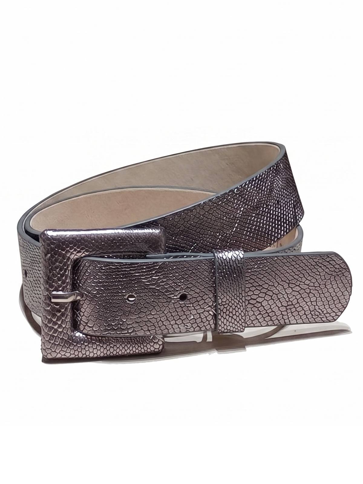 Cinturón de cuero color plomo para mujer con diseño elegante y acabado premium modelo Amalfi