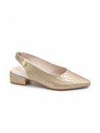 Flats para mujer en cuero color dorado, ideales para combinar con looks elegantes y casuales