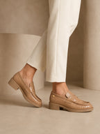 Mocasines de cuero Malta color capuchino para mujer