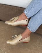 Mocasines Pompones Dorado
