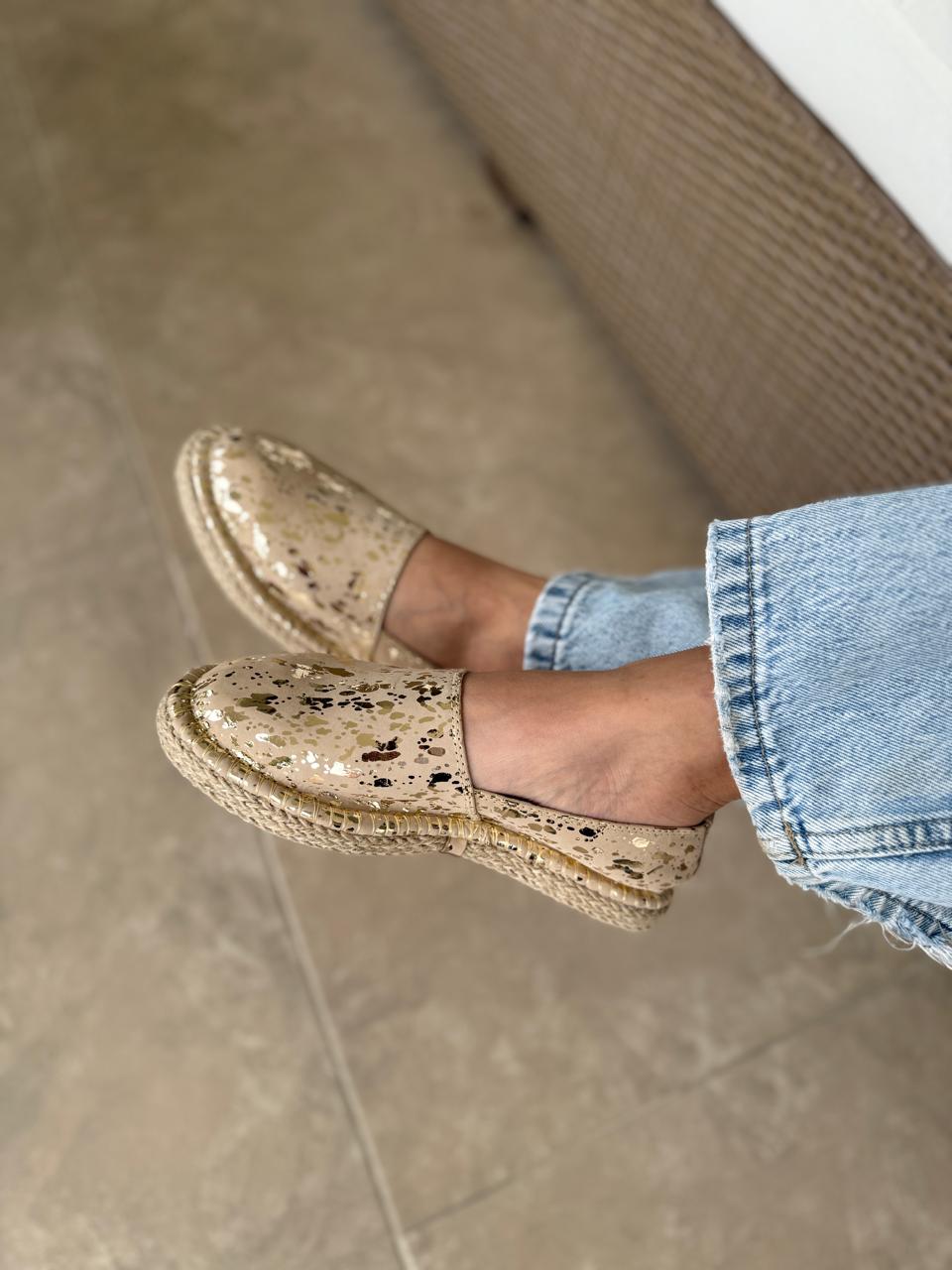 Spadrilas Cuero Vaporiano Dorado