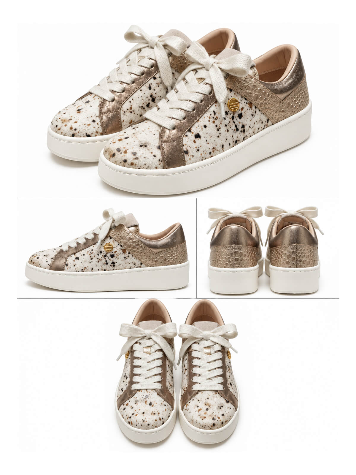 Tenis Cuero Georgia con estampado animal print, zapatillas de cuero para mujer ideales para looks cómodos y urbanos.