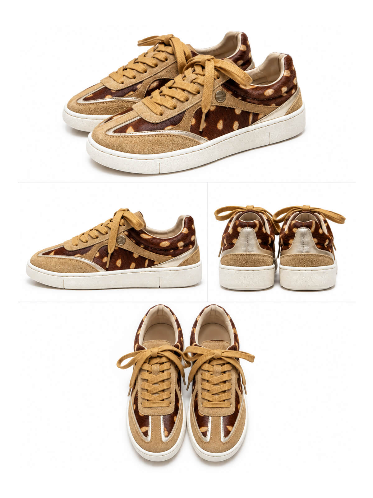 Tenis Cuero Marsella con estampado animal print, calzado femenino cómodo y versátil para complementar diferentes looks.