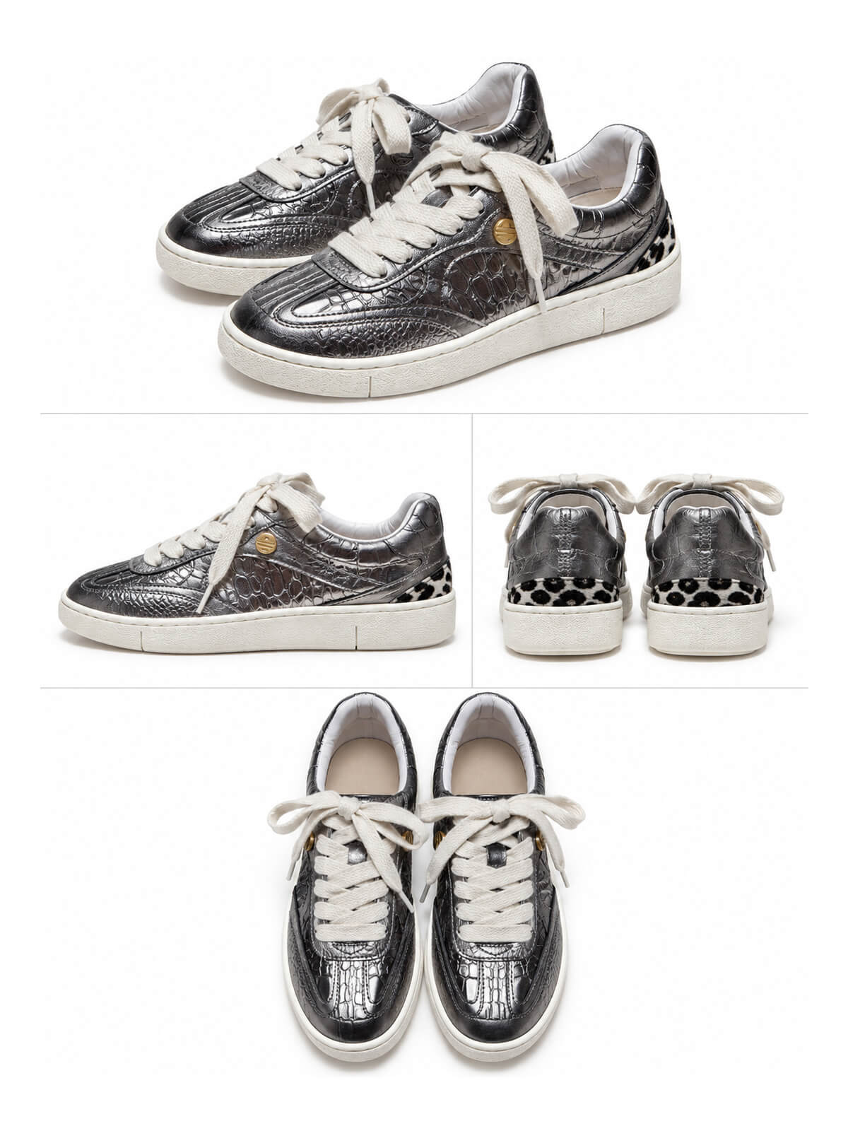 Cuero Marsella en tono plomo, zapatillas de cuero para mujer ideales para complementar looks urbanos y casuales.
