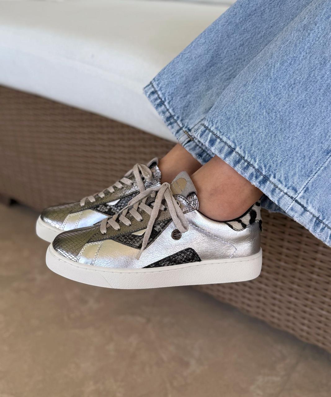 Tenis Cuero Osaka Plata