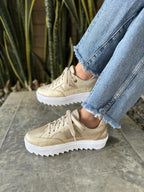 Tenis Cuero Paris Dorado