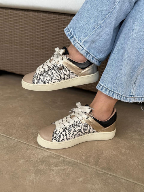 Tenis Cuero Pekin Taupe Pitón