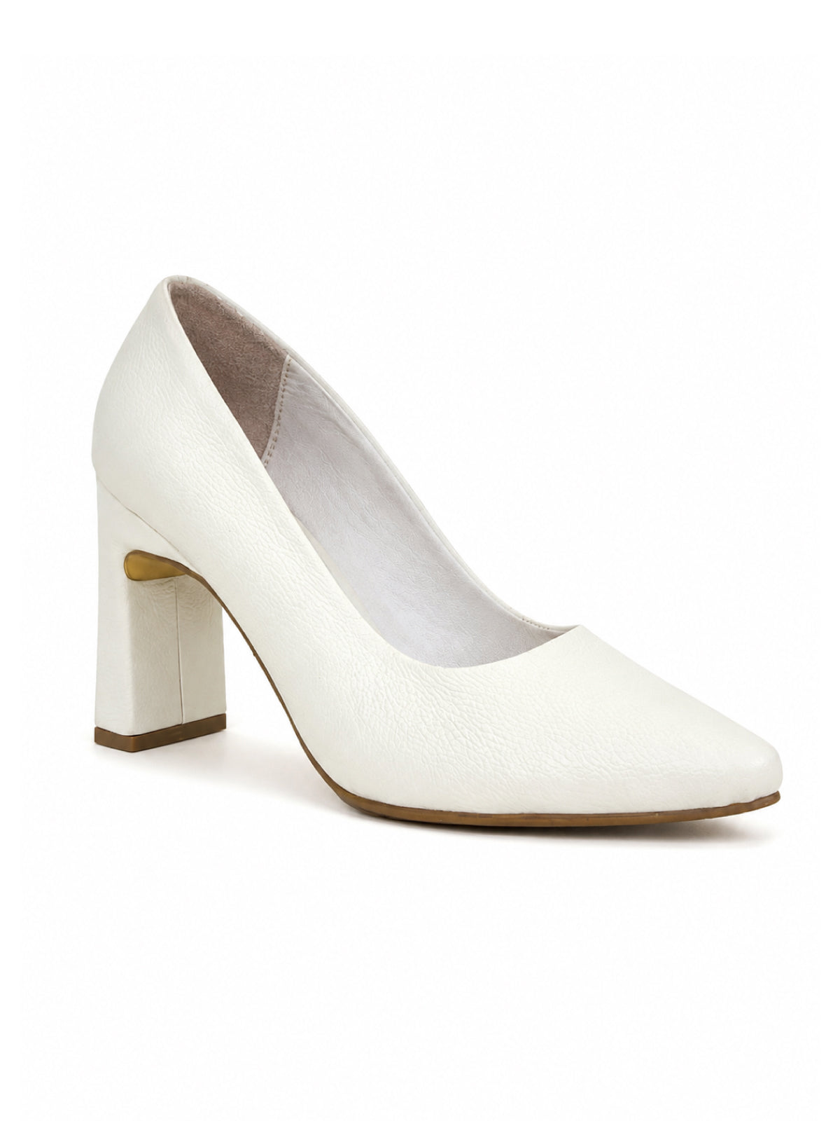 Stilettos de cuero con punta fina color hueso para mujer
