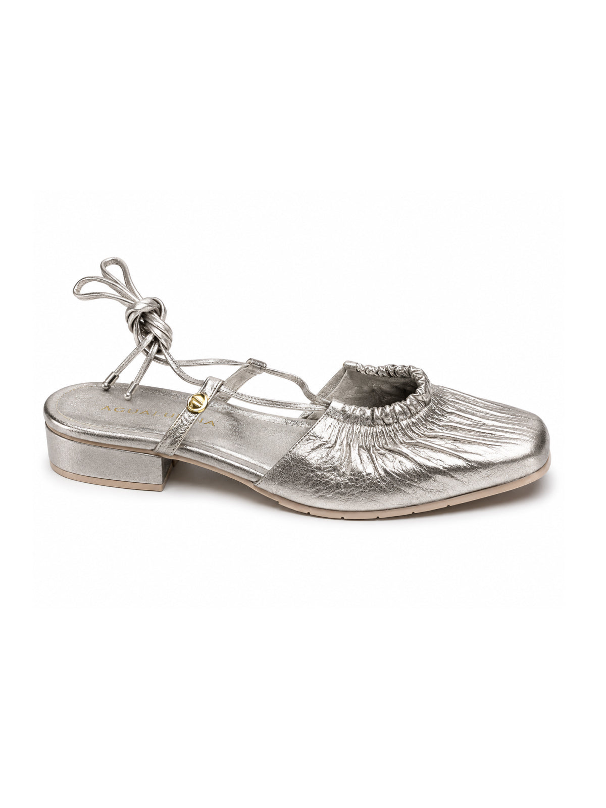 Zapatos planos de cuero color bronce para mujer