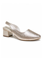 Zapatos de tacón medio color dorado para mujer referencia Diana en cuero