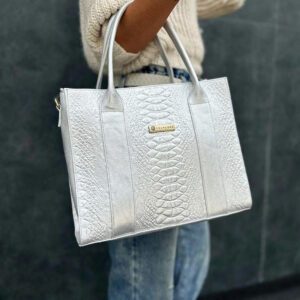 BOLSOS GRANDE ANACONDA PLATA